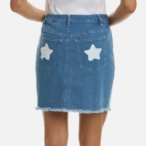 Tyler Boa Star Appliqué Denim Skirt SZ 2